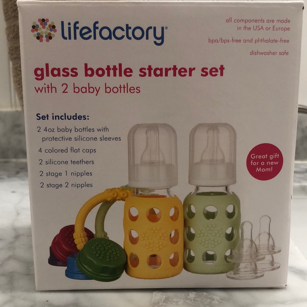 BRAND NEW IN BOX Lifefactory glass bottle starter kit